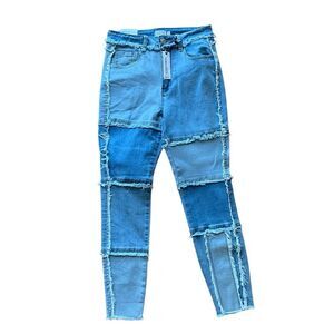 rue21 Women’s Patchwork Ultimate Stretch High-Rise Blue Jeggings Size 8 NWT